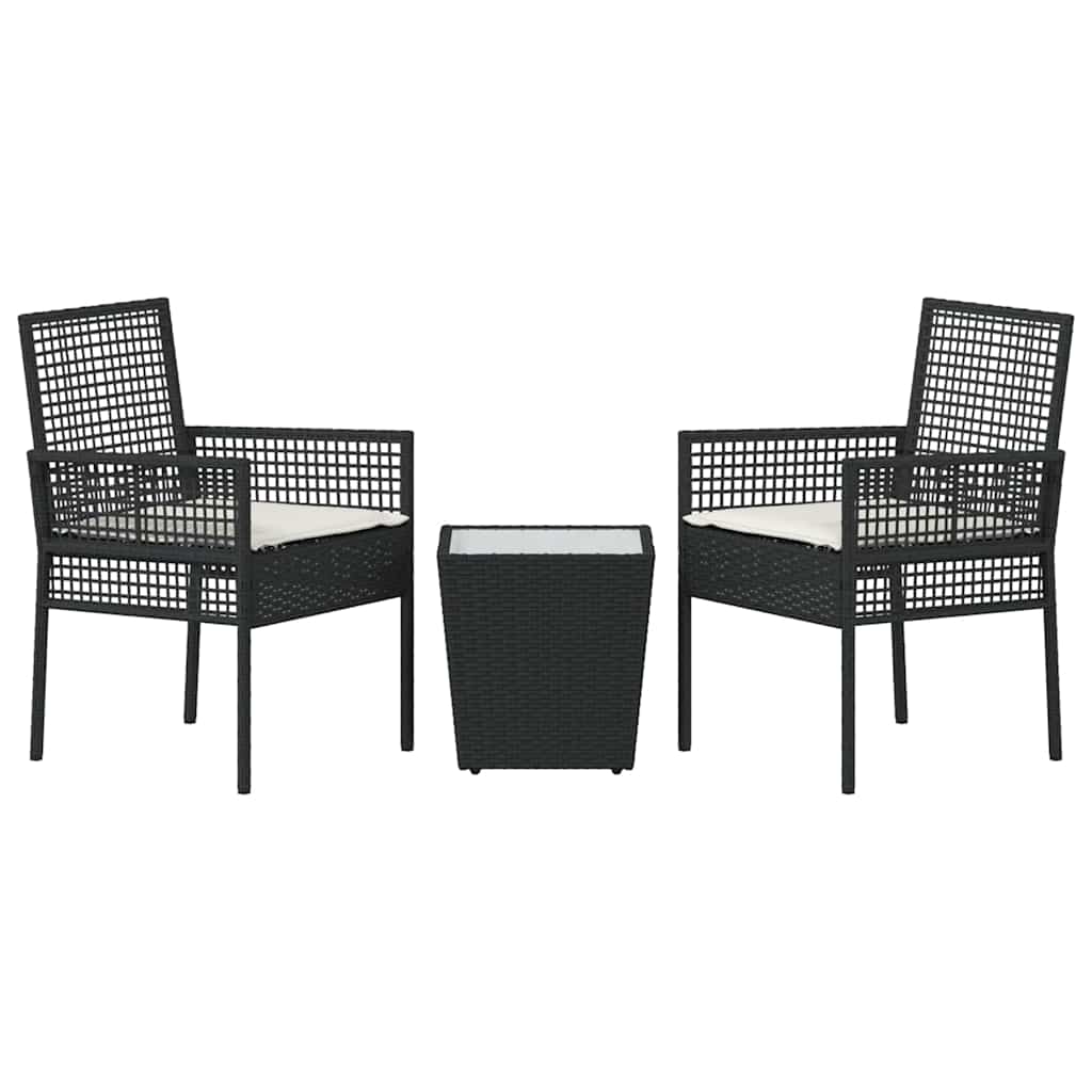 Tuin Bistro Set 3 pcs Zwart poly rattan is nu te koop bij PeponiXL, paradijselijk wonen!