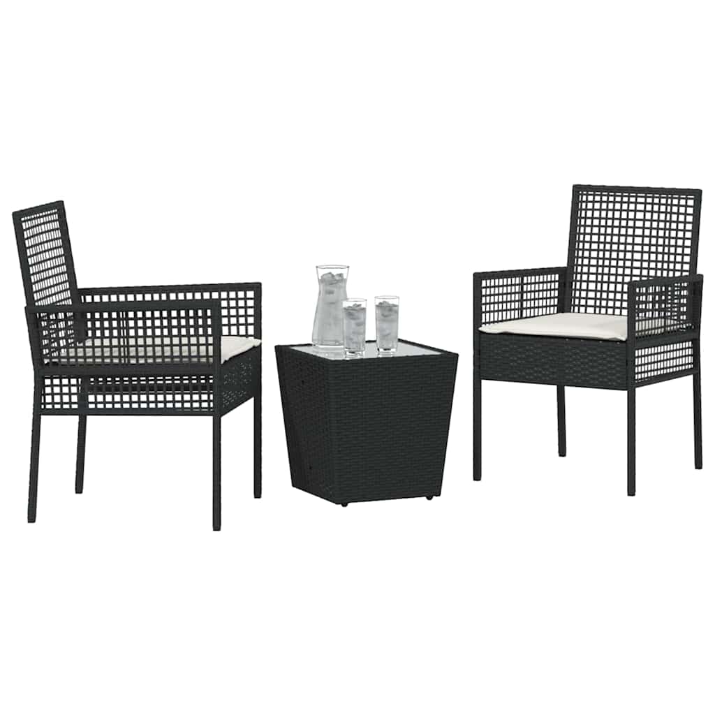 Tuin Bistro Set 3 pcs Zwart poly rattan is nu te koop bij PeponiXL, paradijselijk wonen!