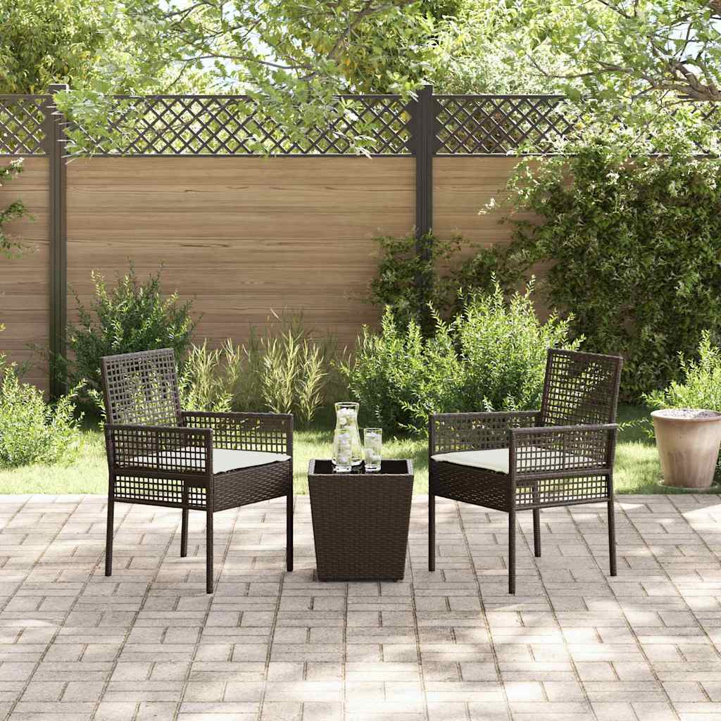 Tuin Bistro Set 3 pcs Bruin poly rattan is nu te koop bij PeponiXL, paradijselijk wonen!