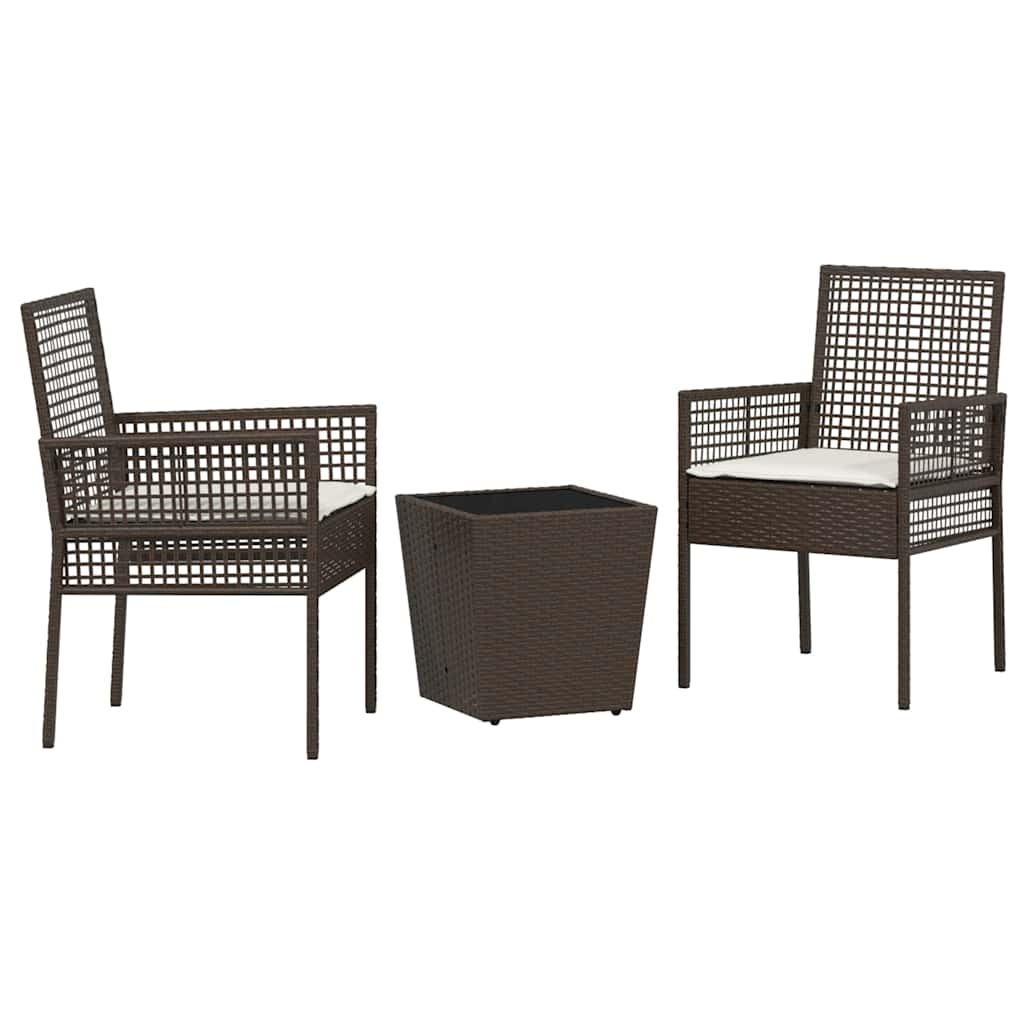 Tuin Bistro Set 3 pcs Bruin poly rattan is nu te koop bij PeponiXL, paradijselijk wonen!