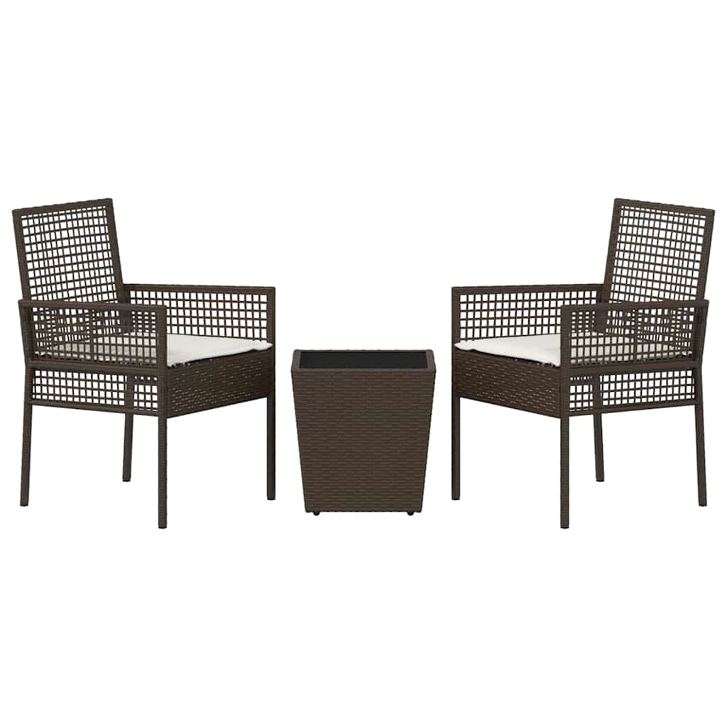 Tuin Bistro Set 3 pcs Bruin poly rattan is nu te koop bij PeponiXL, paradijselijk wonen!
