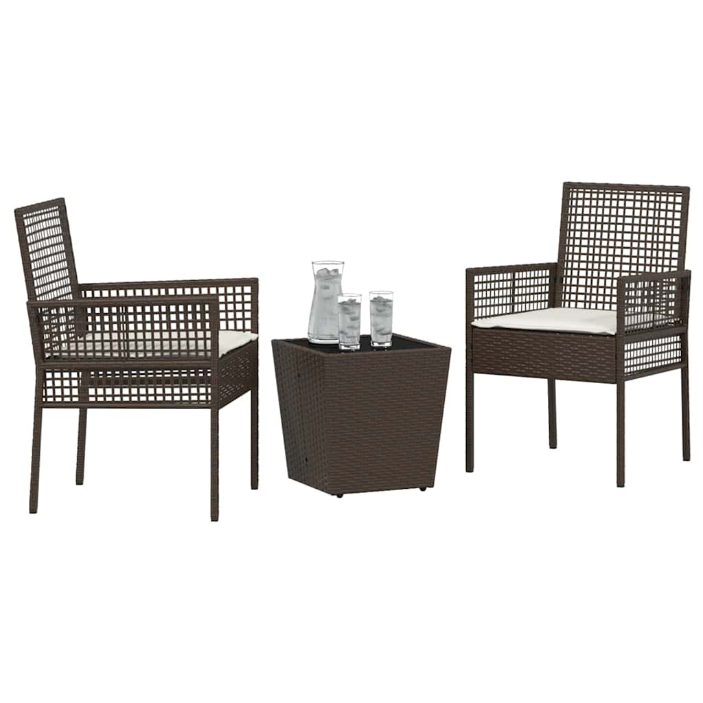 Tuin Bistro Set 3 pcs Bruin poly rattan is nu te koop bij PeponiXL, paradijselijk wonen!