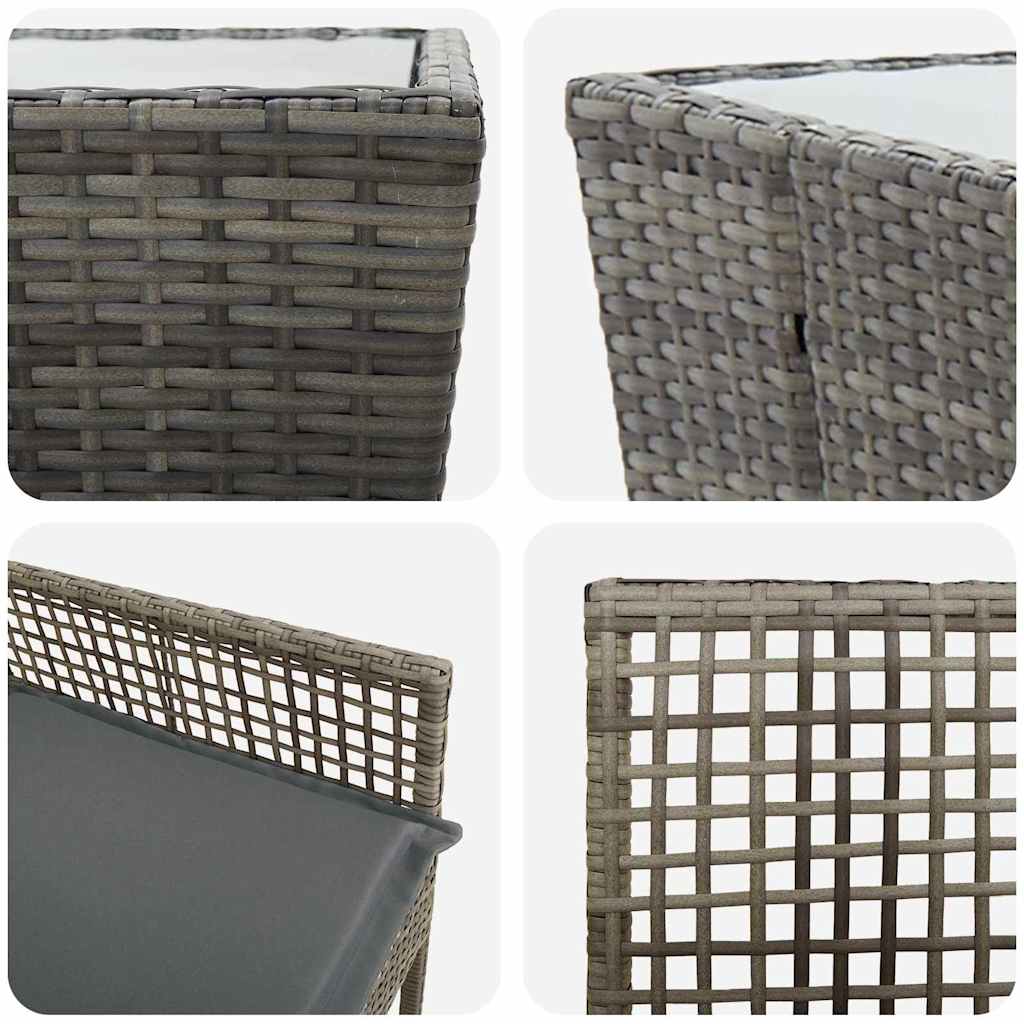 Tuin Bistro Set 3 pcs Grijs poly rattan is nu te koop bij PeponiXL, paradijselijk wonen!