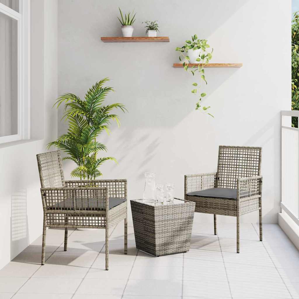 Tuin Bistro Set 3 pcs Grijs poly rattan is nu te koop bij PeponiXL, paradijselijk wonen!