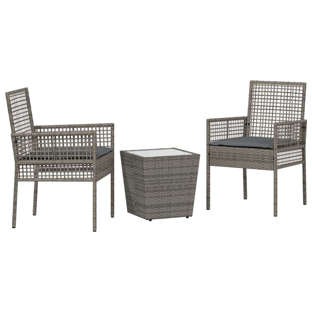 Tuin Bistro Set 3 pcs Grijs poly rattan is nu te koop bij PeponiXL, paradijselijk wonen!