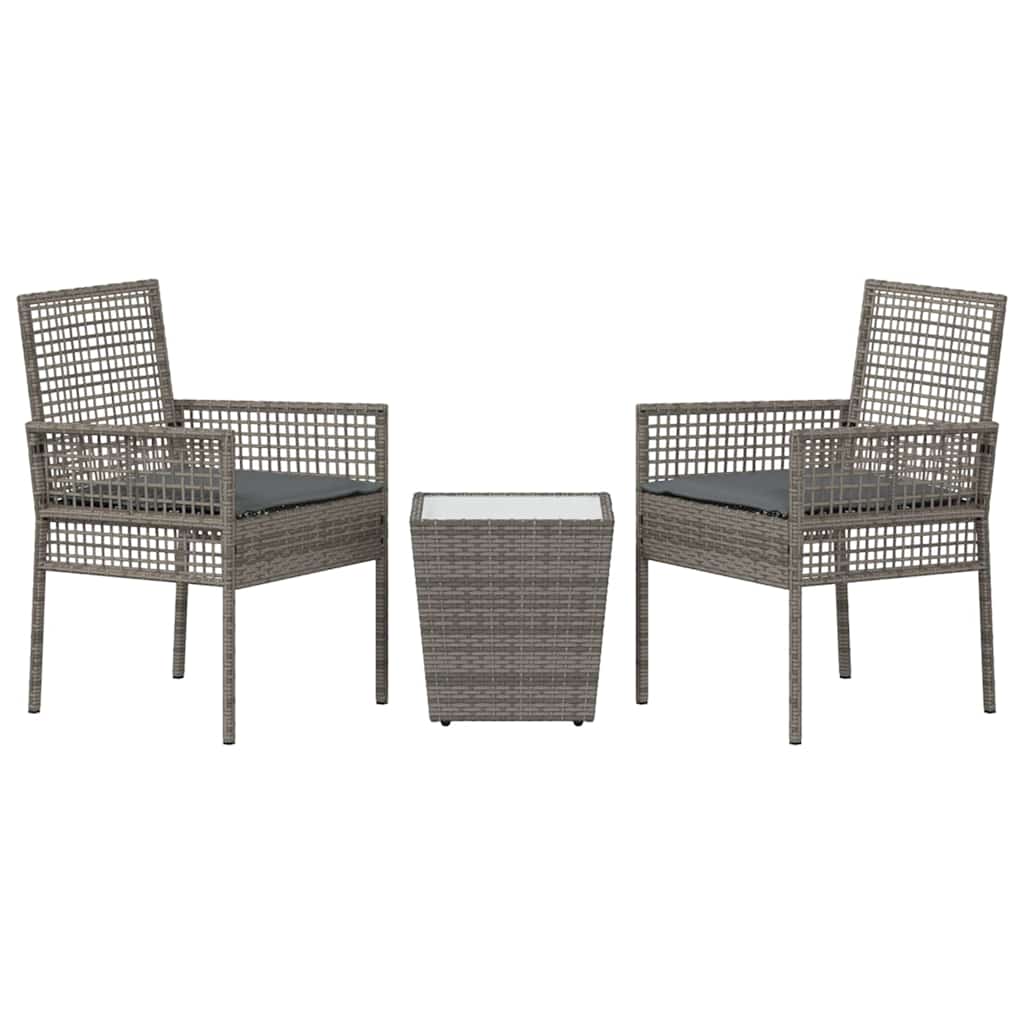 Tuin Bistro Set 3 pcs Grijs poly rattan is nu te koop bij PeponiXL, paradijselijk wonen!