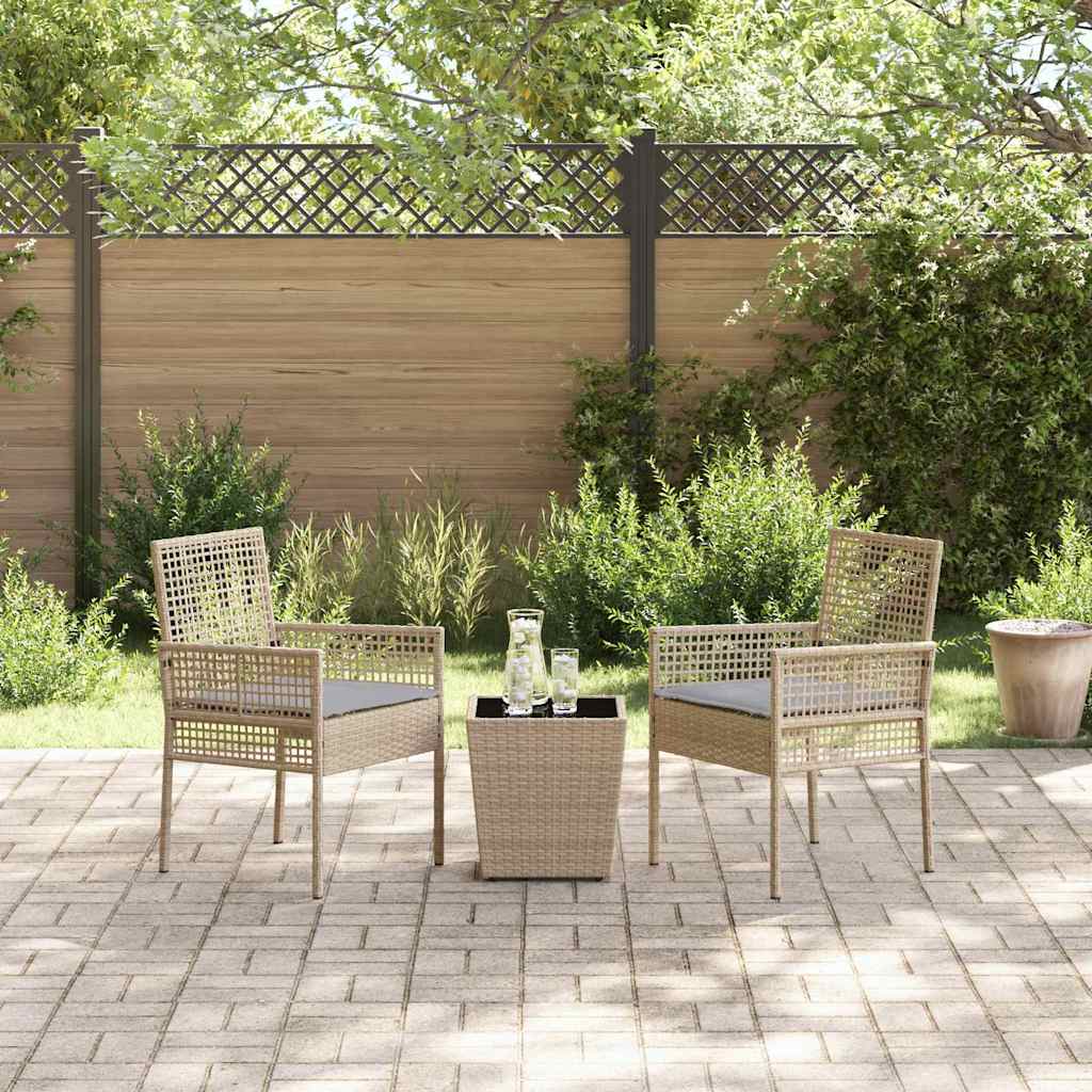 Tuin Bistro Set 3 pcs Beige poly rattan is nu te koop bij PeponiXL, paradijselijk wonen!