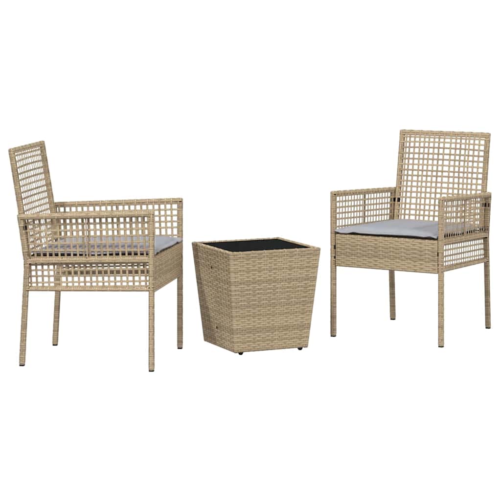 Tuin Bistro Set 3 pcs Beige poly rattan is nu te koop bij PeponiXL, paradijselijk wonen!