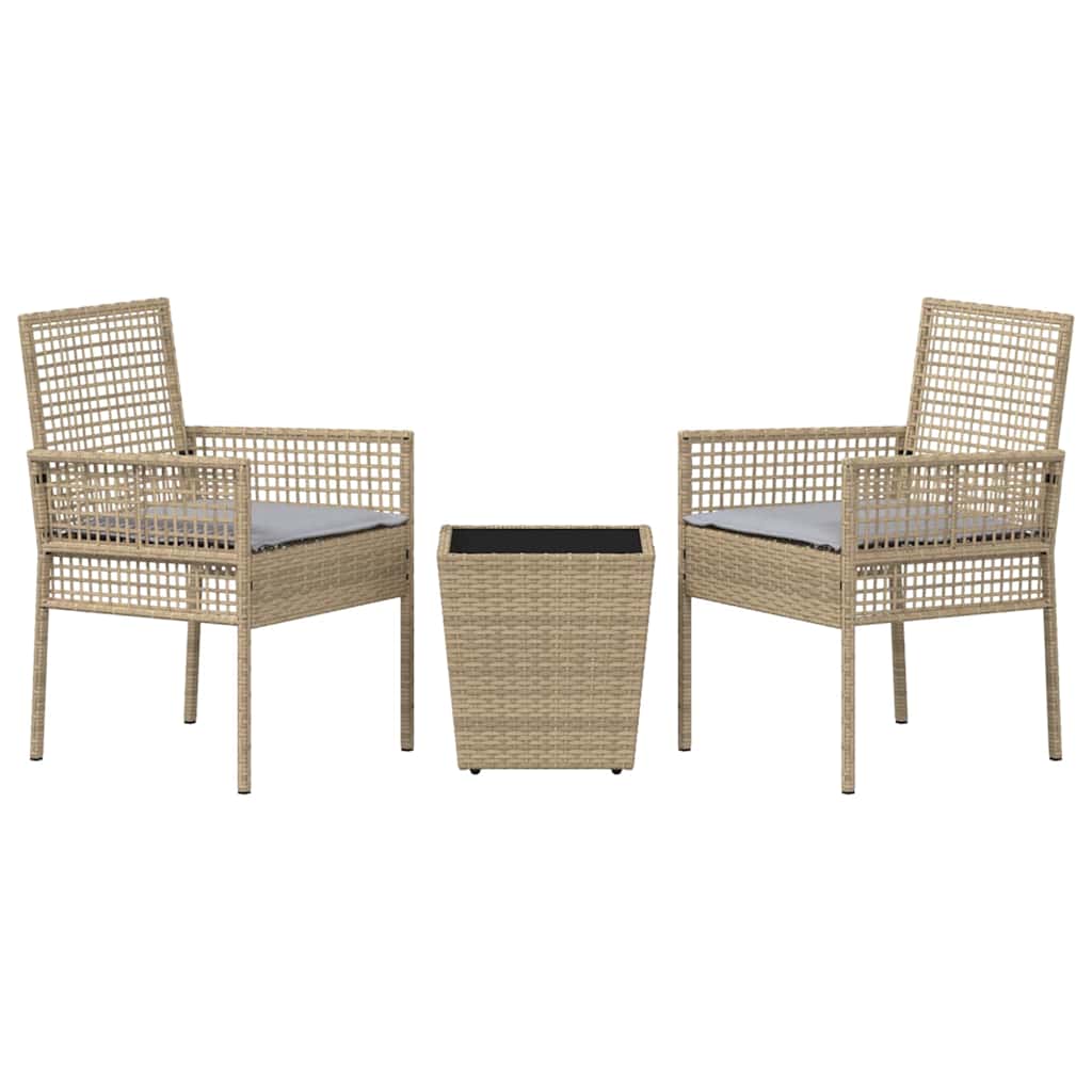 Tuin Bistro Set 3 pcs Beige poly rattan is nu te koop bij PeponiXL, paradijselijk wonen!