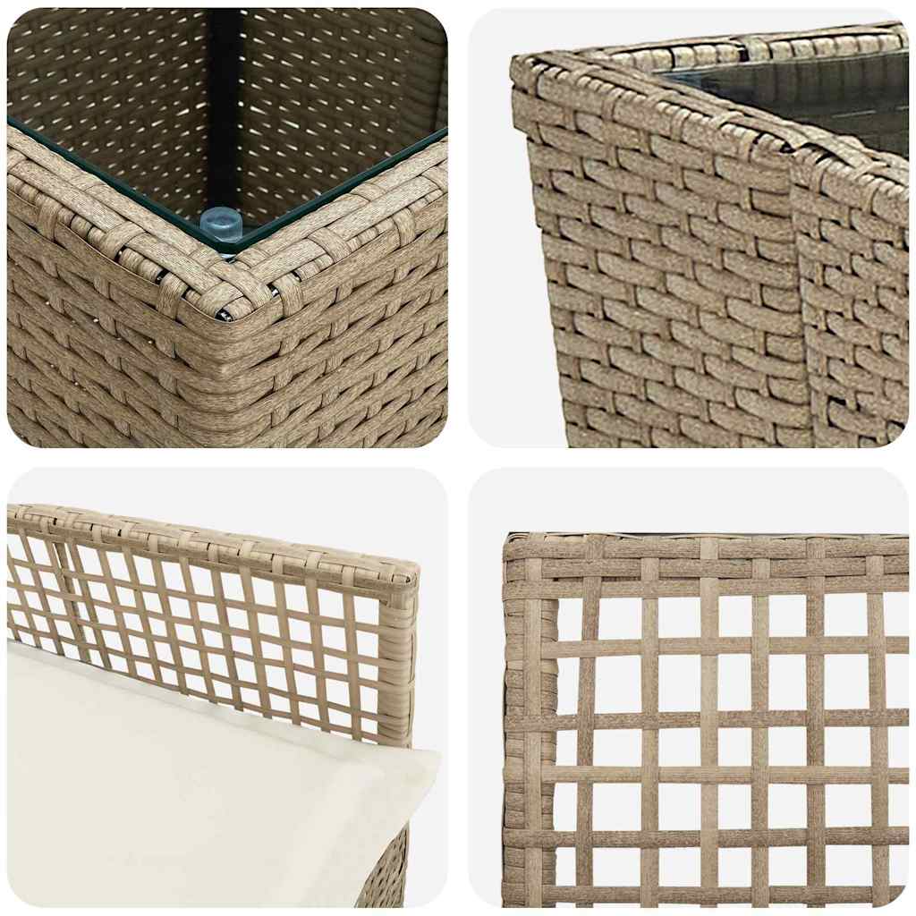 Tuin Bistro Set 3 pcs Beige poly rattan is nu te koop bij PeponiXL, paradijselijk wonen!