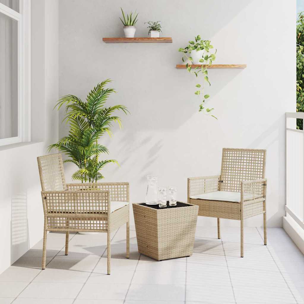 Tuin Bistro Set 3 pcs Beige poly rattan is nu te koop bij PeponiXL, paradijselijk wonen!