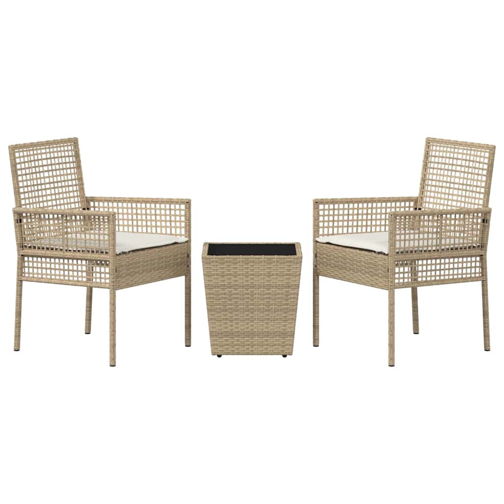 Tuin Bistro Set 3 pcs Beige poly rattan is nu te koop bij PeponiXL, paradijselijk wonen!