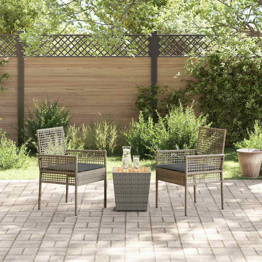Tuin Bistro Set 3 pcs Grijs poly rattan is nu te koop bij PeponiXL, paradijselijk wonen!