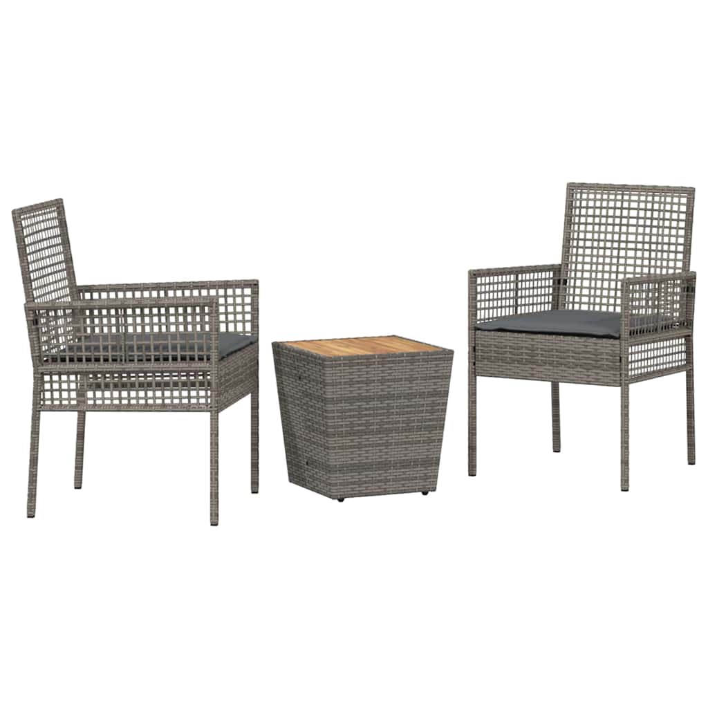 Tuin Bistro Set 3 pcs Grijs poly rattan is nu te koop bij PeponiXL, paradijselijk wonen!
