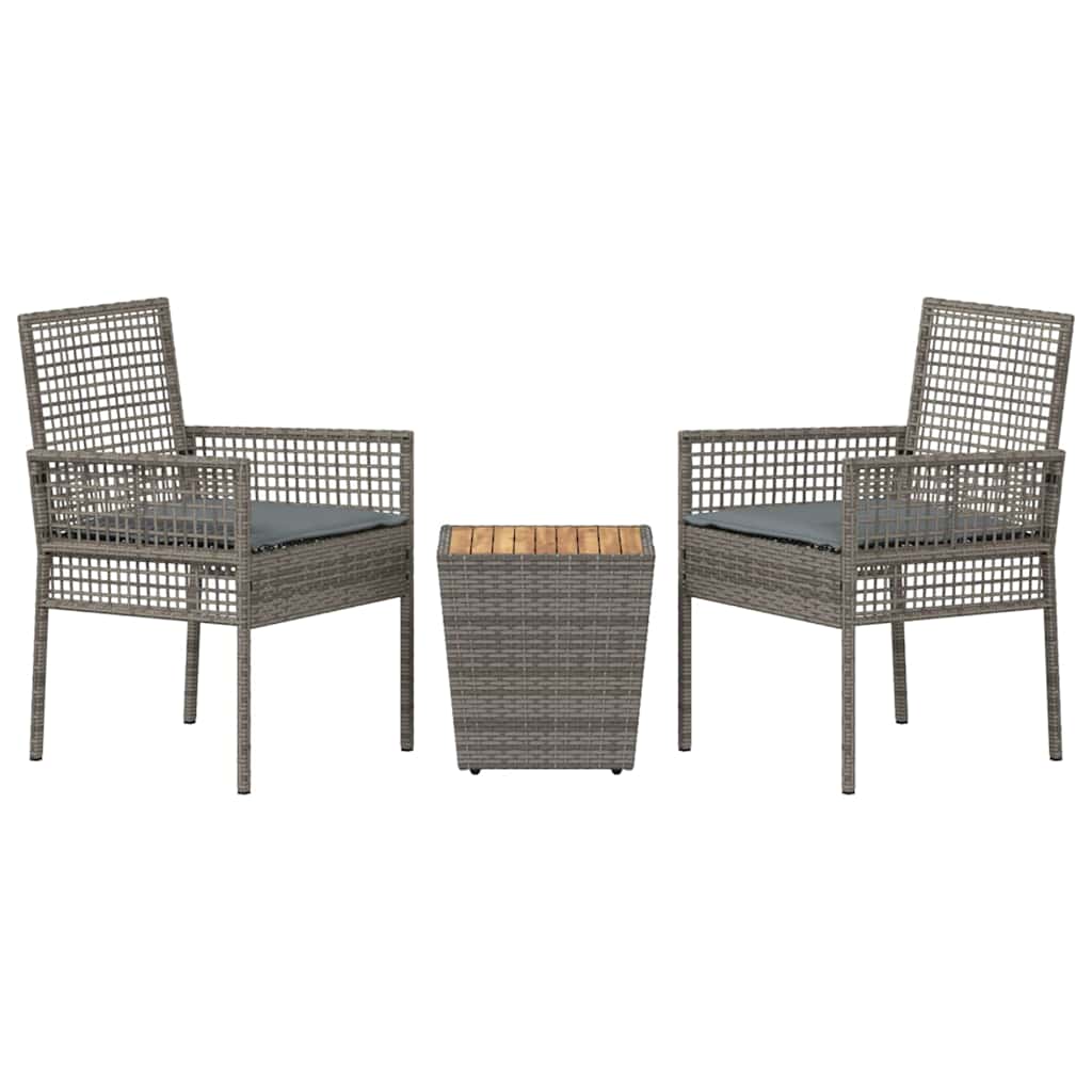 Tuin Bistro Set 3 pcs Grijs poly rattan is nu te koop bij PeponiXL, paradijselijk wonen!