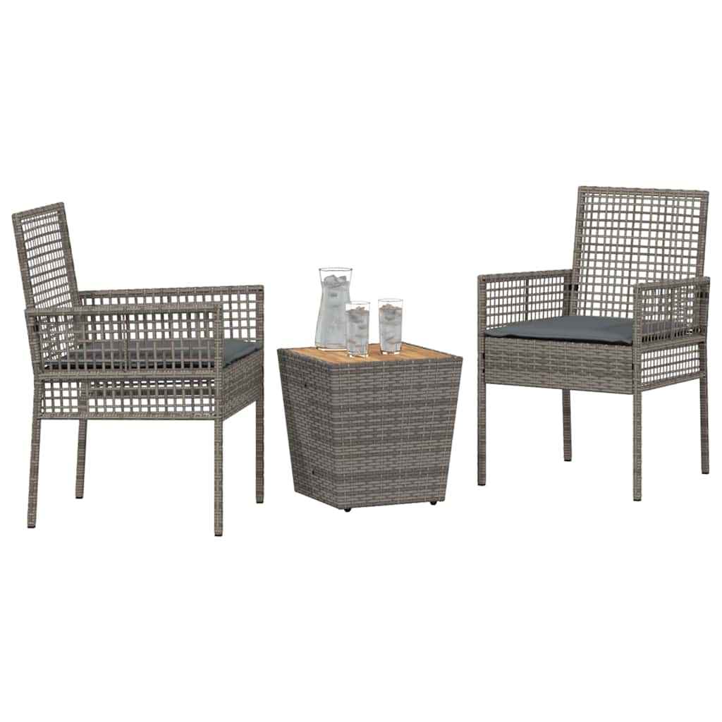 Tuin Bistro Set 3 pcs Grijs poly rattan is nu te koop bij PeponiXL, paradijselijk wonen!