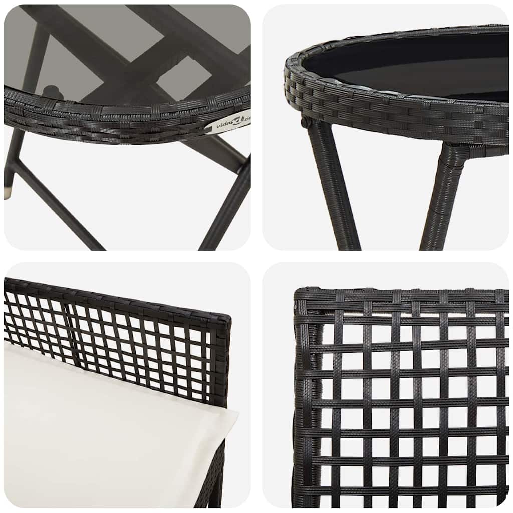 Tuin Bistro Set 3 pcs Zwart poly rattan is nu te koop bij PeponiXL, paradijselijk wonen!