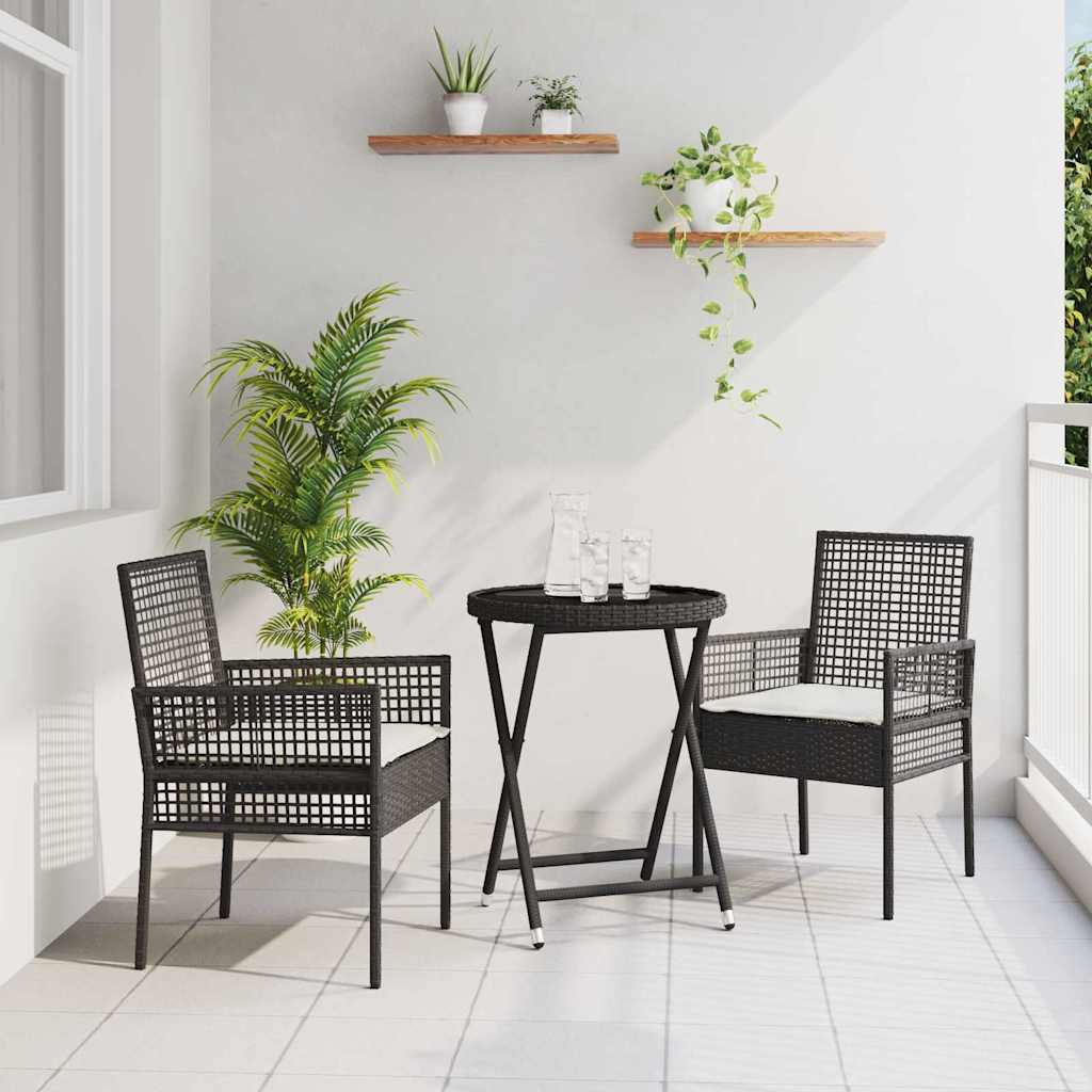Tuin Bistro Set 3 pcs Zwart poly rattan is nu te koop bij PeponiXL, paradijselijk wonen!