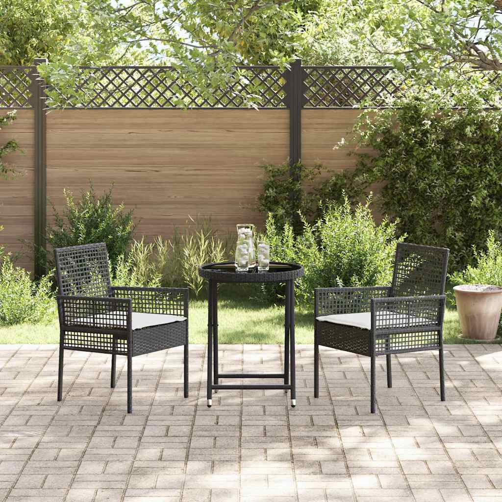 Tuin Bistro Set 3 pcs Zwart poly rattan is nu te koop bij PeponiXL, paradijselijk wonen!