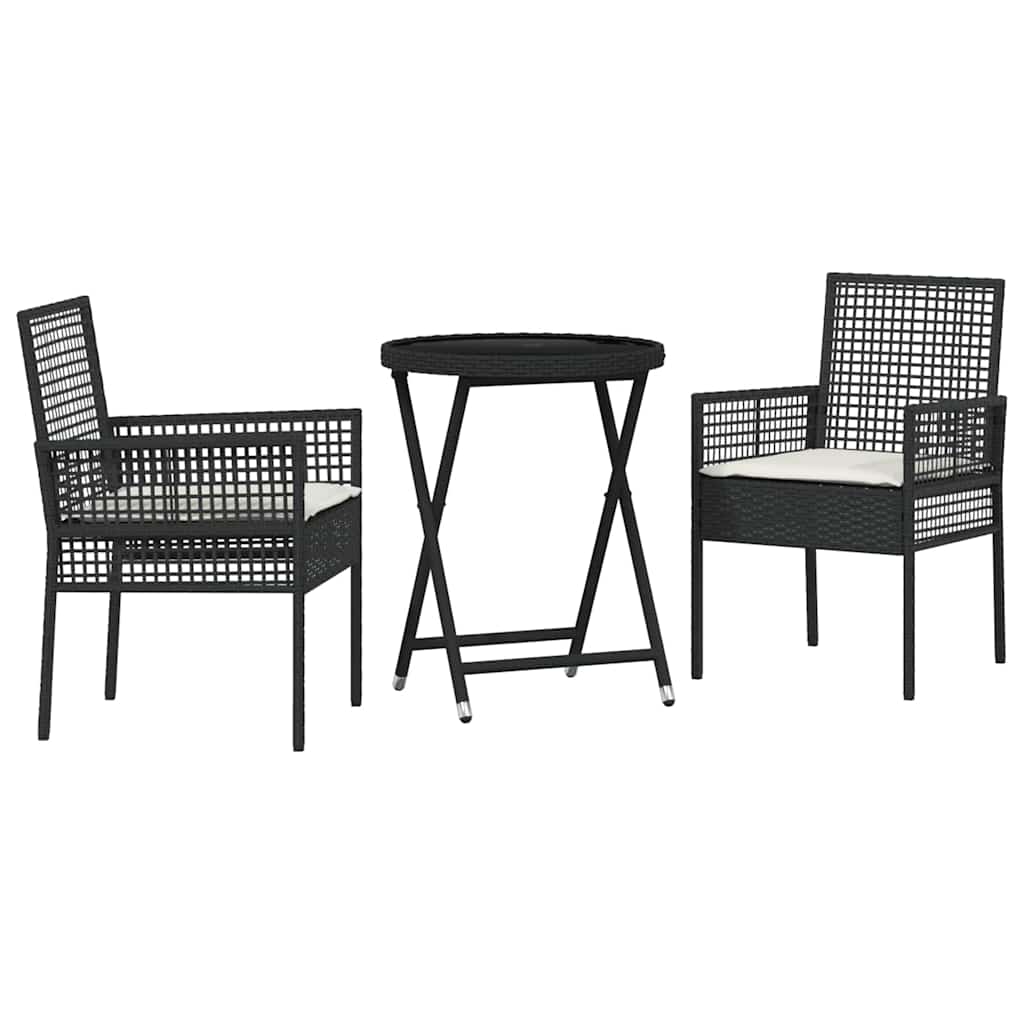 Tuin Bistro Set 3 pcs Zwart poly rattan is nu te koop bij PeponiXL, paradijselijk wonen!