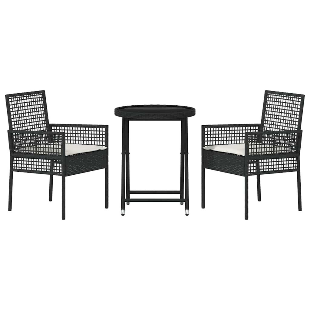 Tuin Bistro Set 3 pcs Zwart poly rattan is nu te koop bij PeponiXL, paradijselijk wonen!
