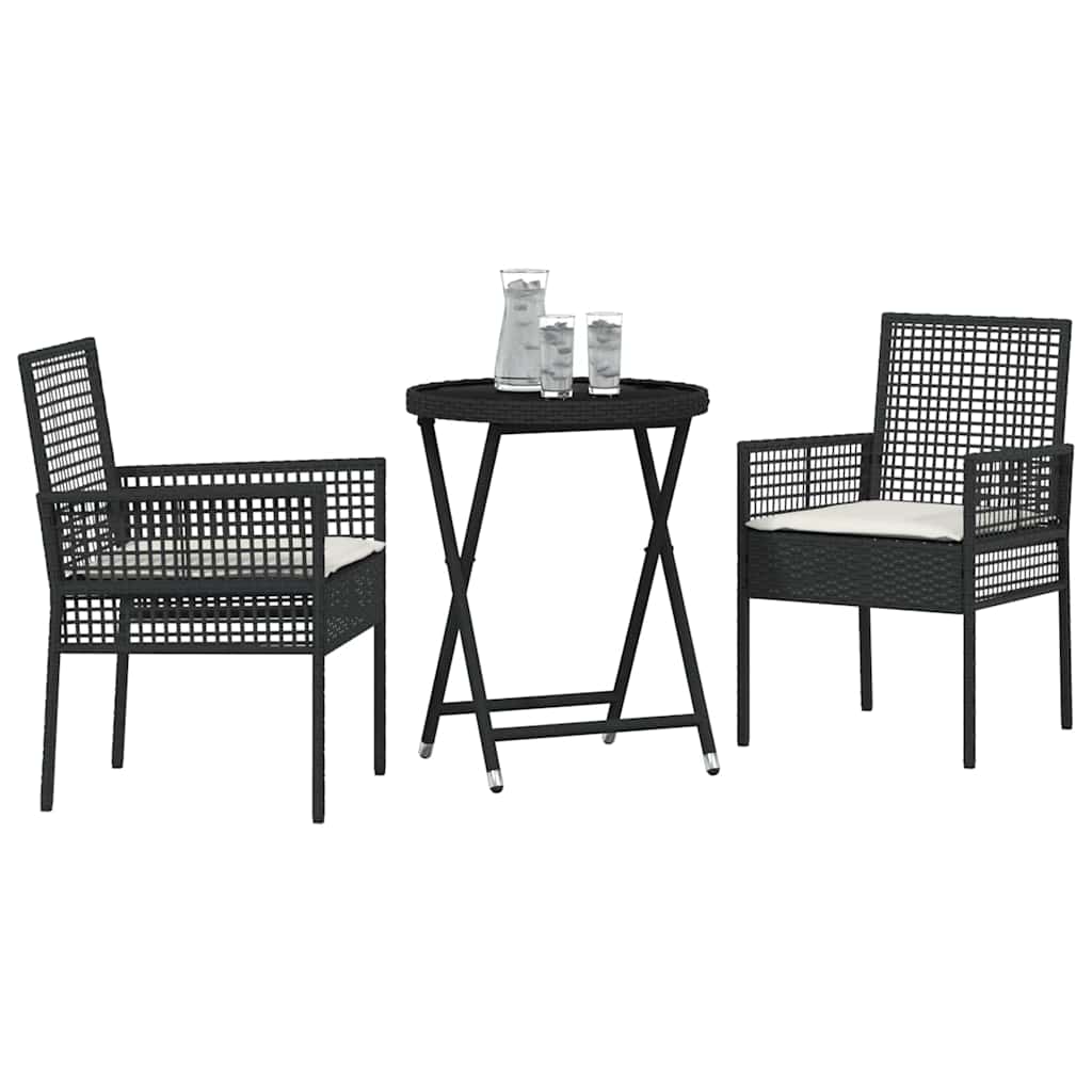 Tuin Bistro Set 3 pcs Zwart poly rattan is nu te koop bij PeponiXL, paradijselijk wonen!