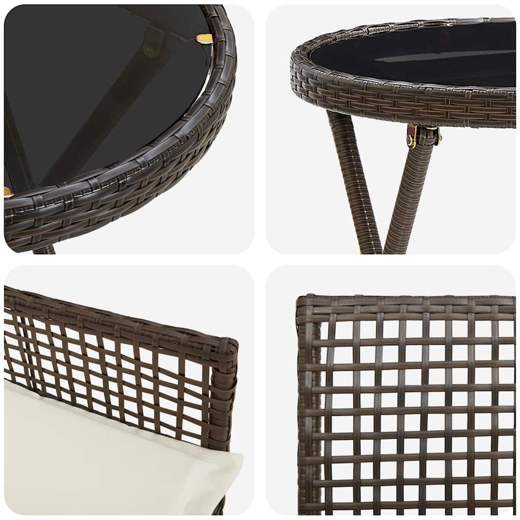Tuin Bistro Set 3 pcs Bruin poly rattan is nu te koop bij PeponiXL, paradijselijk wonen!