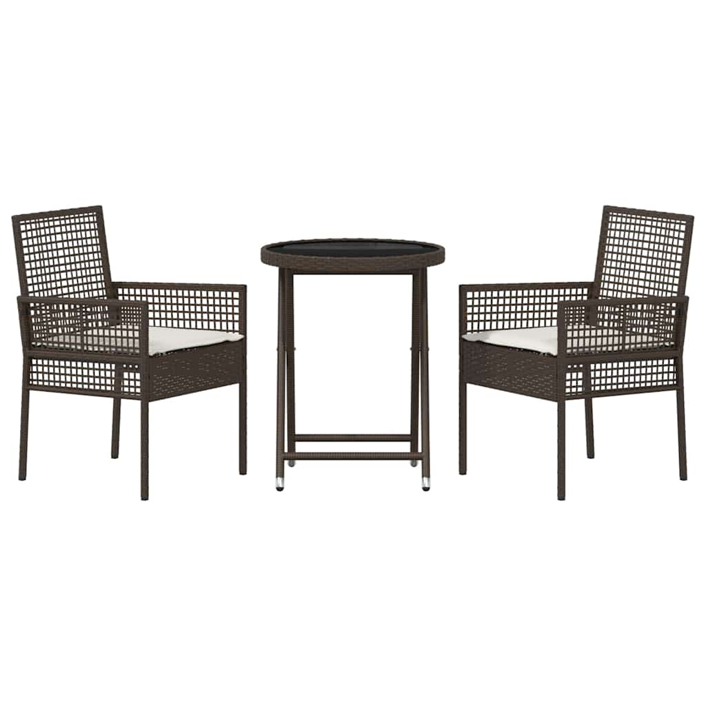 Tuin Bistro Set 3 pcs Bruin poly rattan is nu te koop bij PeponiXL, paradijselijk wonen!