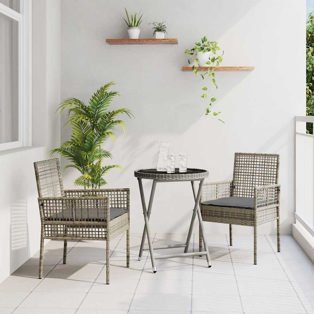 Tuin Bistro Set 3 pcs Grijs poly rattan is nu te koop bij PeponiXL, paradijselijk wonen!