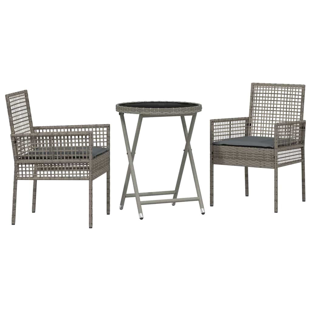Tuin Bistro Set 3 pcs Grijs poly rattan is nu te koop bij PeponiXL, paradijselijk wonen!