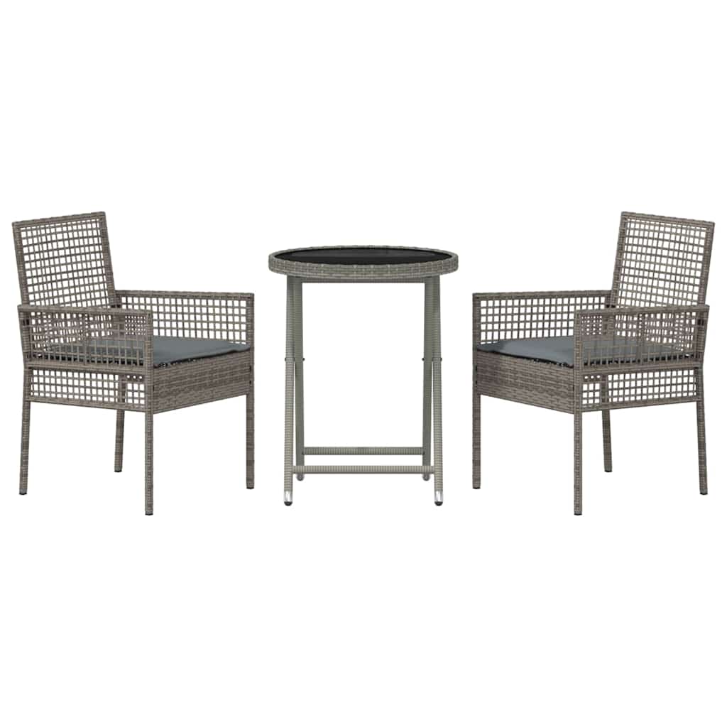 Tuin Bistro Set 3 pcs Grijs poly rattan is nu te koop bij PeponiXL, paradijselijk wonen!