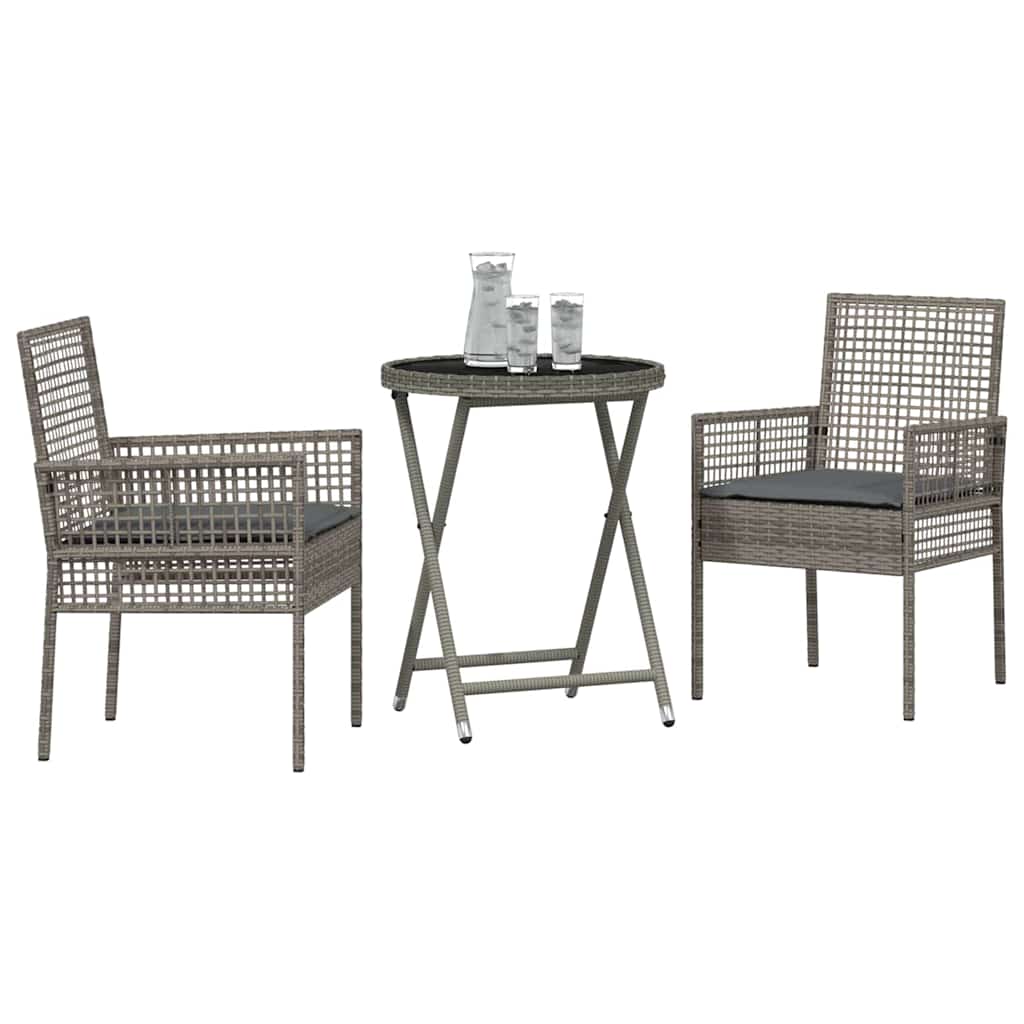 Tuin Bistro Set 3 pcs Grijs poly rattan is nu te koop bij PeponiXL, paradijselijk wonen!