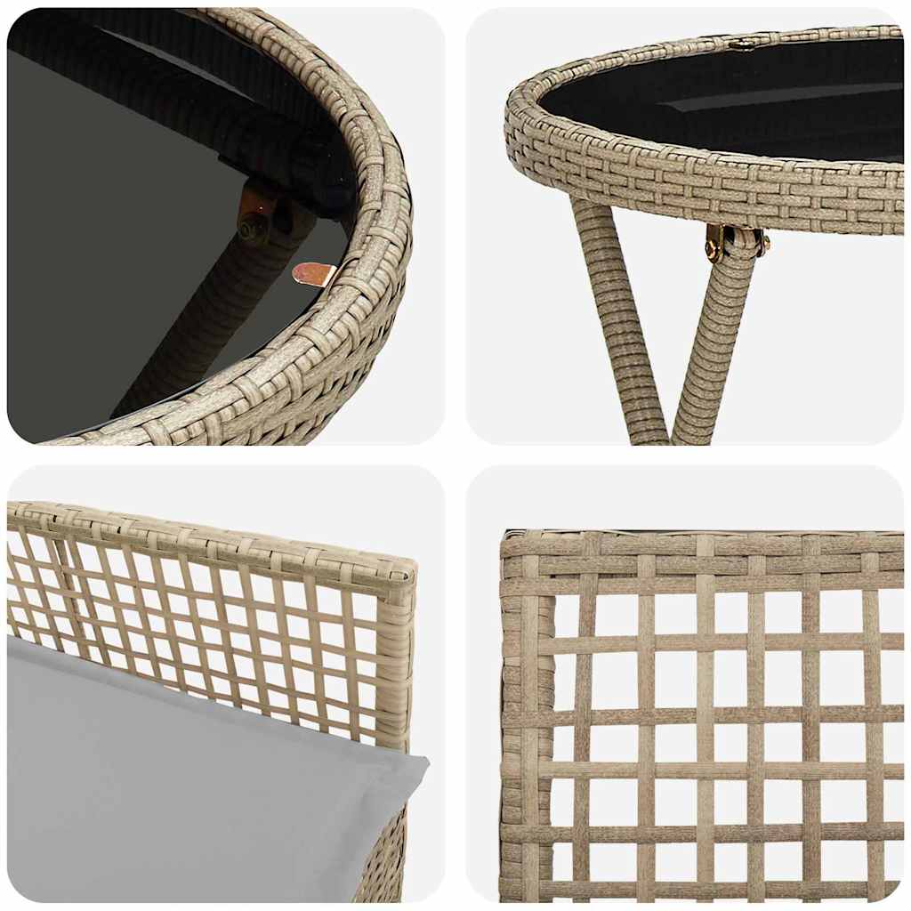 Tuin Bistro Set 3 pcs Beige poly rattan is nu te koop bij PeponiXL, paradijselijk wonen!