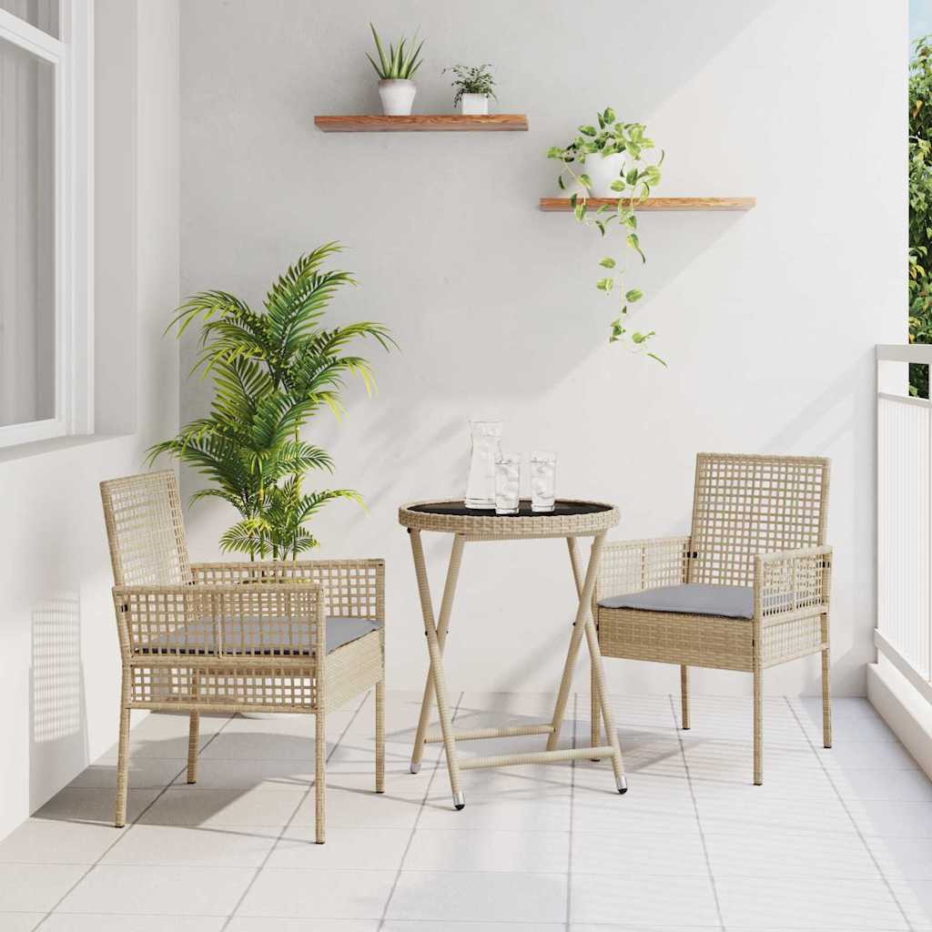 Tuin Bistro Set 3 pcs Beige poly rattan is nu te koop bij PeponiXL, paradijselijk wonen!