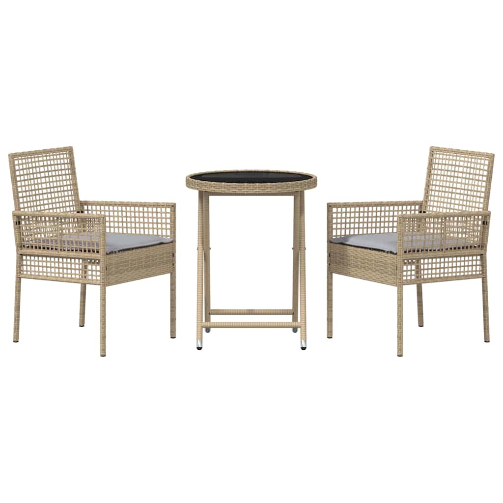 Tuin Bistro Set 3 pcs Beige poly rattan is nu te koop bij PeponiXL, paradijselijk wonen!