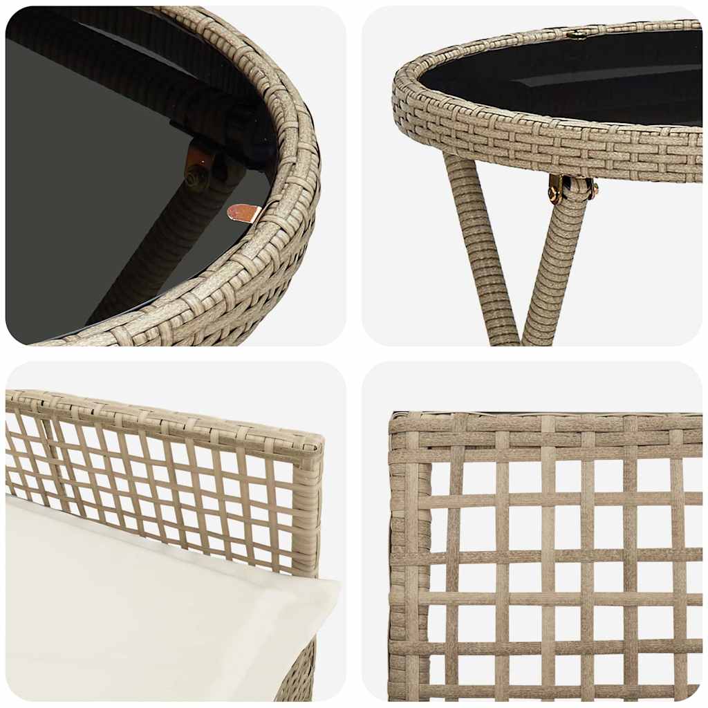 Tuin Bistro Set 3 pcs Beige poly rattan is nu te koop bij PeponiXL, paradijselijk wonen!