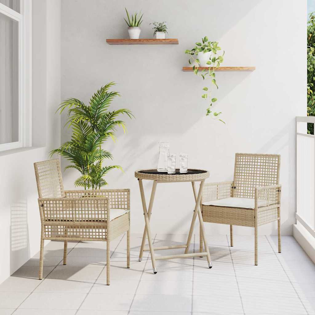 Tuin Bistro Set 3 pcs Beige poly rattan is nu te koop bij PeponiXL, paradijselijk wonen!