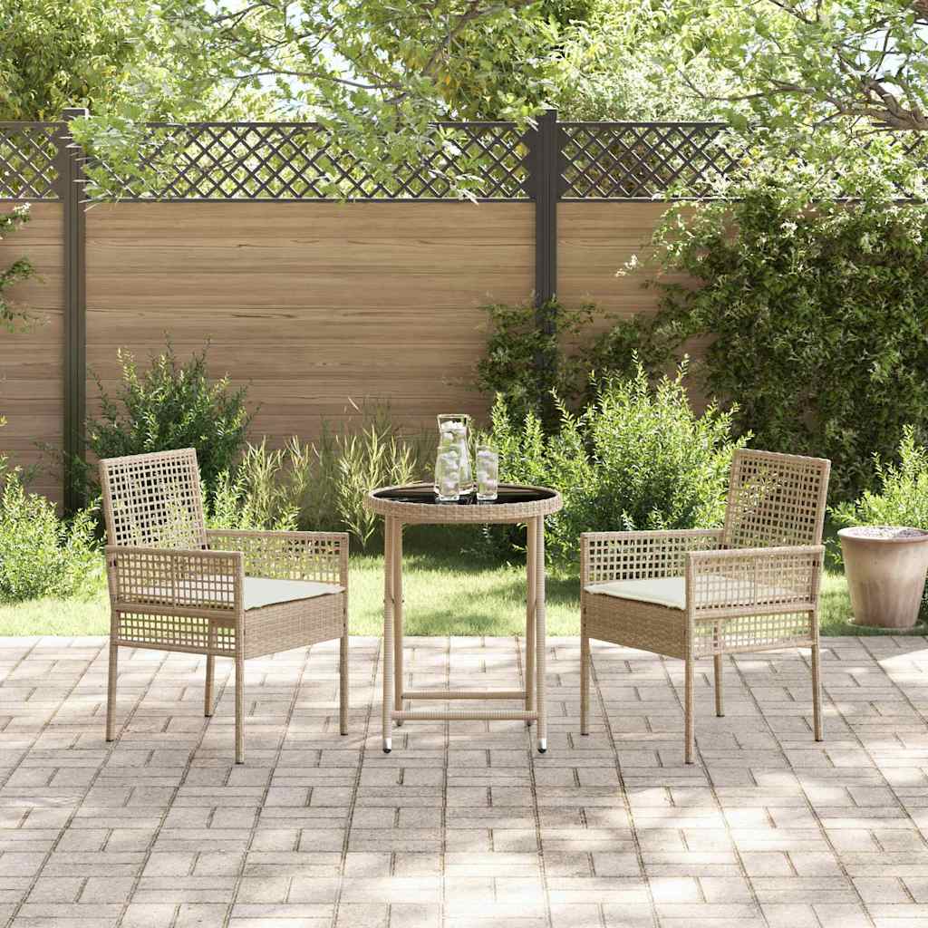 Tuin Bistro Set 3 pcs Beige poly rattan is nu te koop bij PeponiXL, paradijselijk wonen!