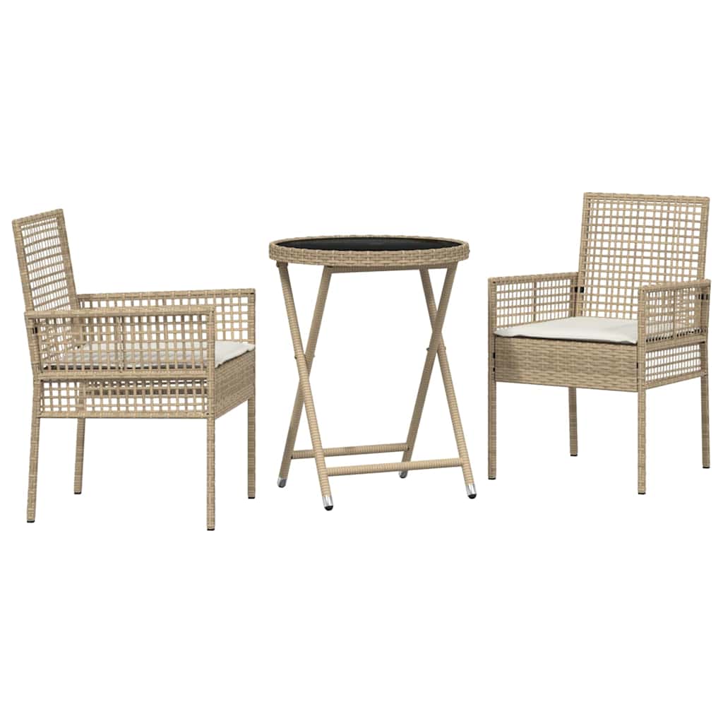 Tuin Bistro Set 3 pcs Beige poly rattan is nu te koop bij PeponiXL, paradijselijk wonen!