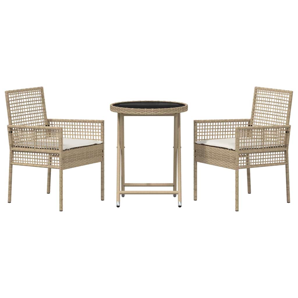 Tuin Bistro Set 3 pcs Beige poly rattan is nu te koop bij PeponiXL, paradijselijk wonen!