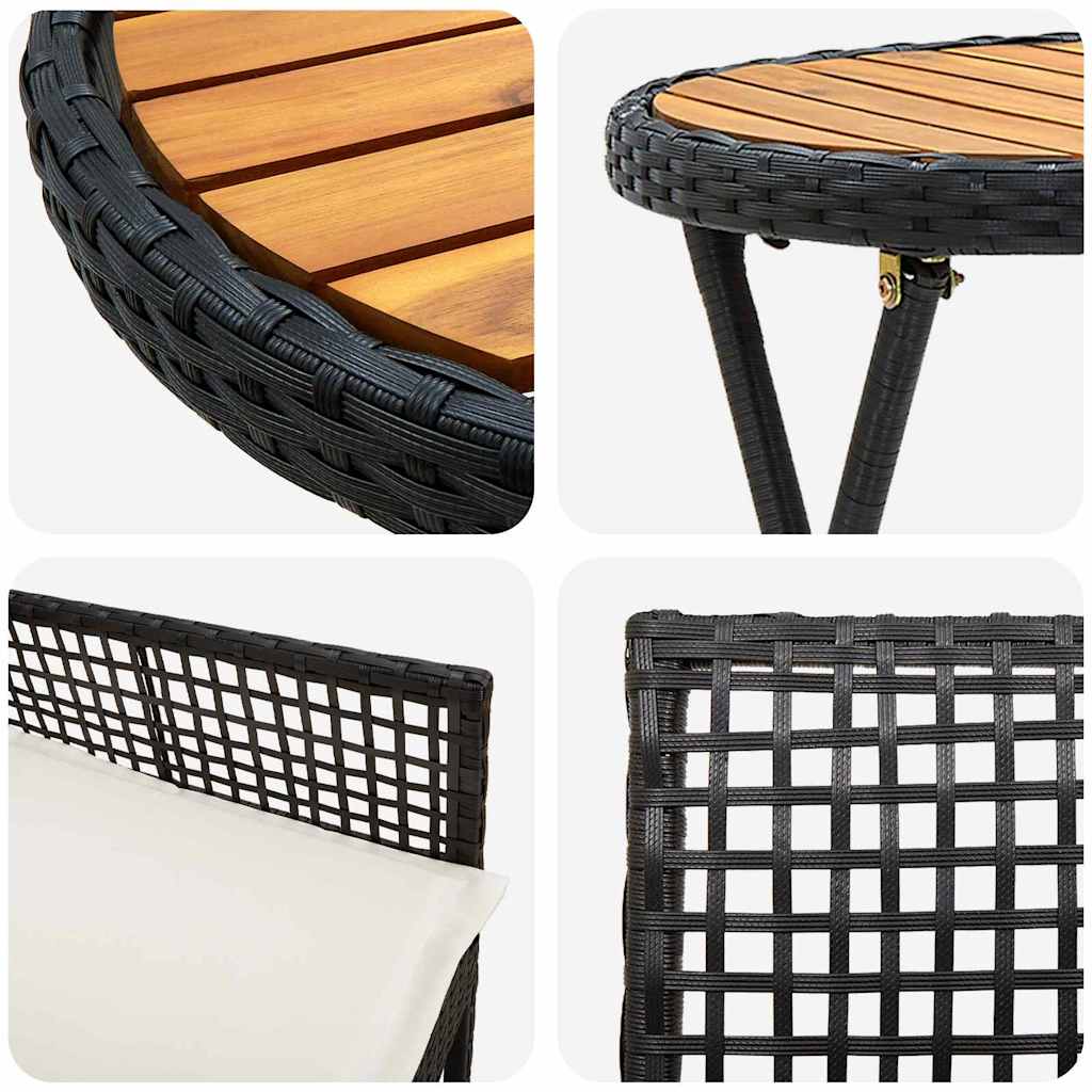 Tuin Bistro Set 3 pcs Zwart poly rattan is nu te koop bij PeponiXL, paradijselijk wonen!