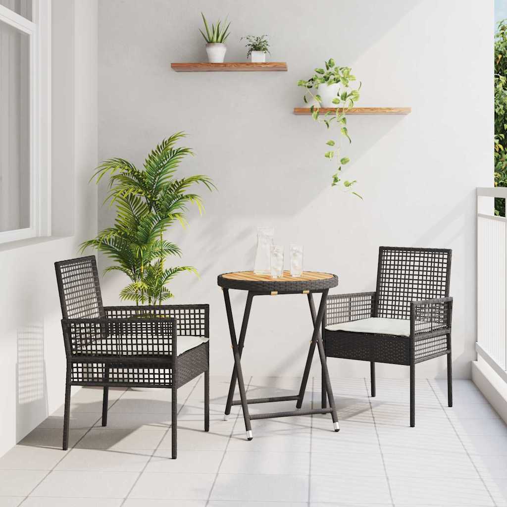 Tuin Bistro Set 3 pcs Zwart poly rattan is nu te koop bij PeponiXL, paradijselijk wonen!