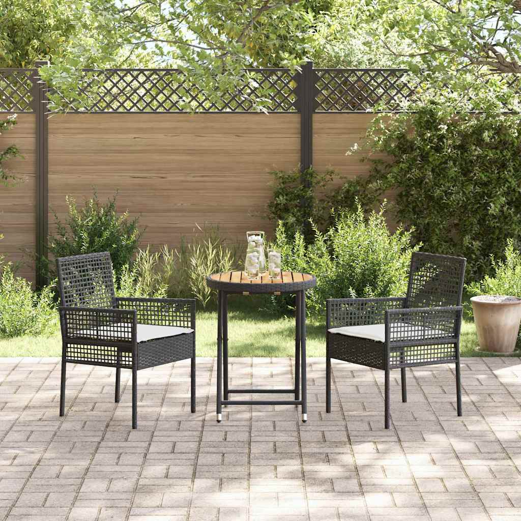 Tuin Bistro Set 3 pcs Zwart poly rattan is nu te koop bij PeponiXL, paradijselijk wonen!