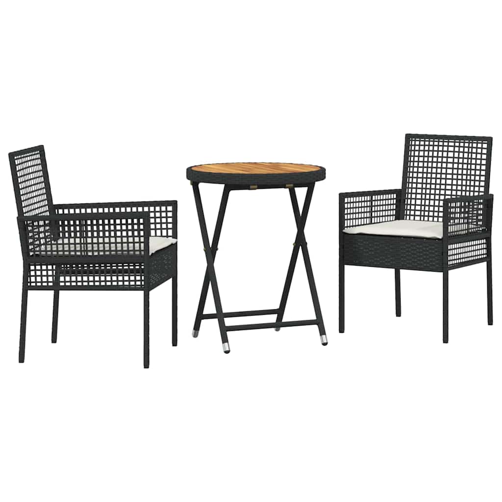 Tuin Bistro Set 3 pcs Zwart poly rattan is nu te koop bij PeponiXL, paradijselijk wonen!