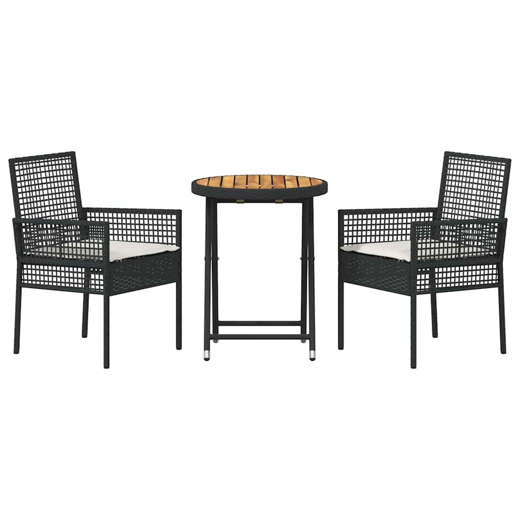 Tuin Bistro Set 3 pcs Zwart poly rattan is nu te koop bij PeponiXL, paradijselijk wonen!
