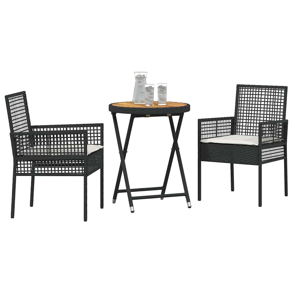 Tuin Bistro Set 3 pcs Zwart poly rattan is nu te koop bij PeponiXL, paradijselijk wonen!