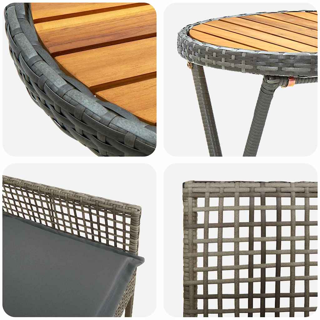 Tuin Bistro Set 3 pcs Grijs poly rattan is nu te koop bij PeponiXL, paradijselijk wonen!