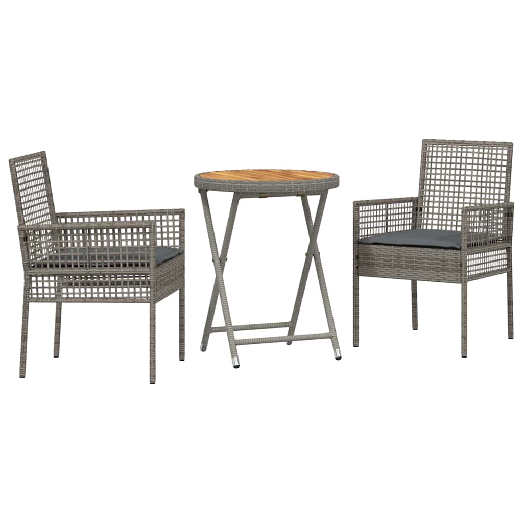 Tuin Bistro Set 3 pcs Grijs poly rattan is nu te koop bij PeponiXL, paradijselijk wonen!