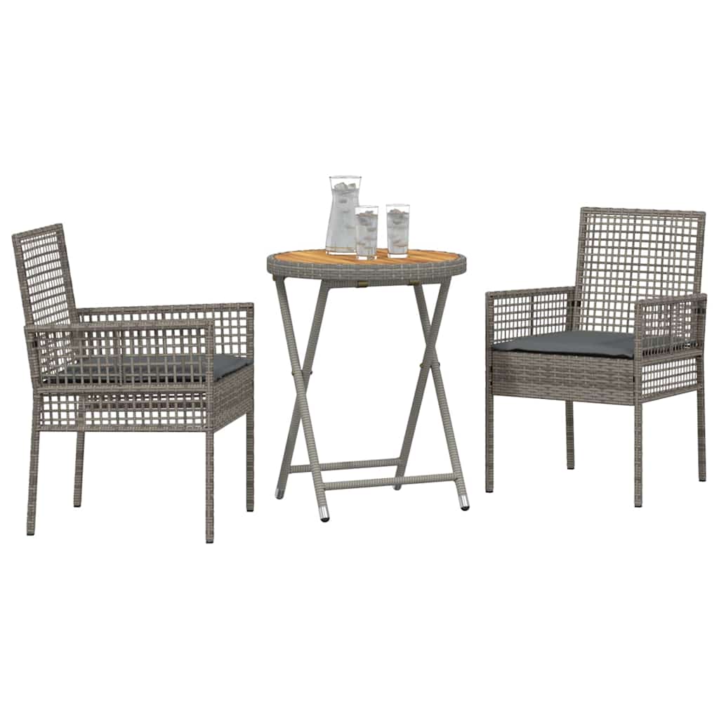 Tuin Bistro Set 3 pcs Grijs poly rattan is nu te koop bij PeponiXL, paradijselijk wonen!