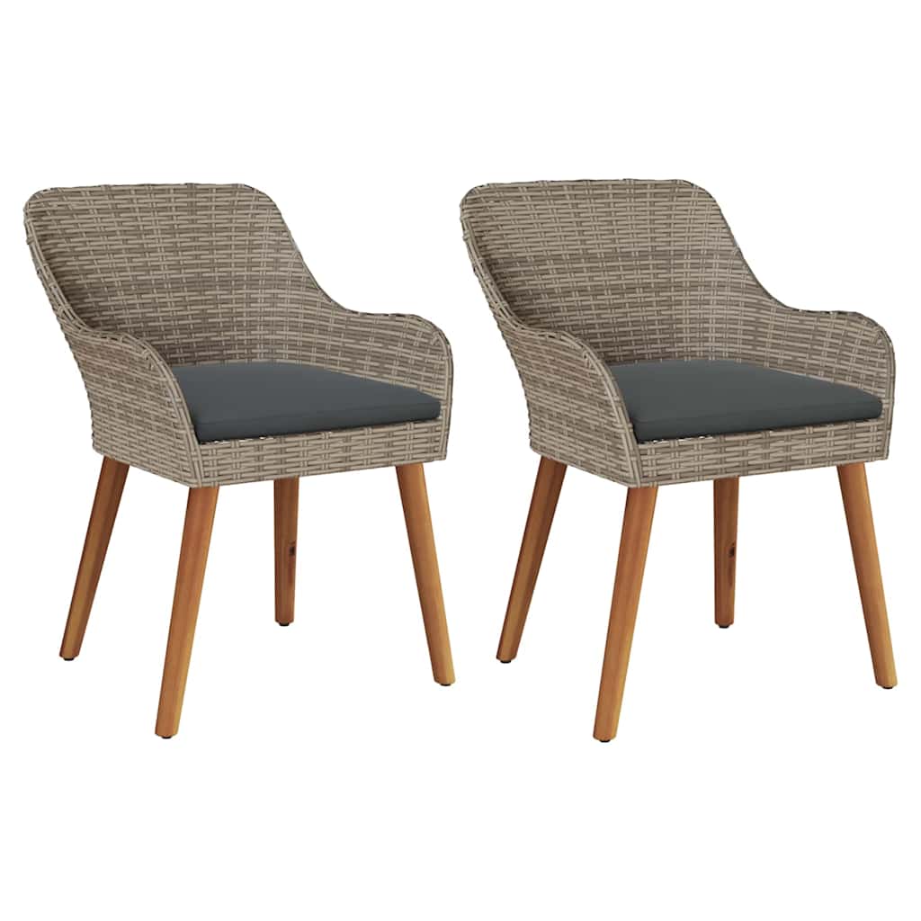 Tuinstoel met kussen 2 pcs Zwart 62,5 x 55 x 82 cm poly rattan is nu te koop bij PeponiXL, paradijselijk wonen!
